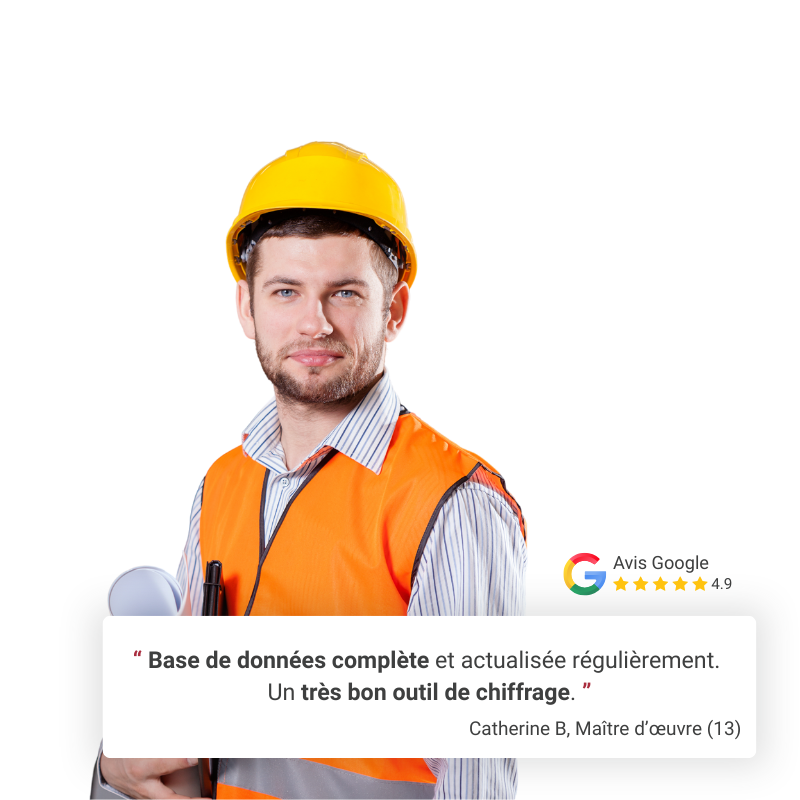 Artisan illustrant l'utilisation du logiciel BatiChiffrage pour les estimatifs travaux
